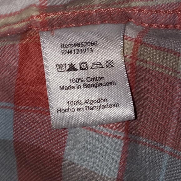 🌼BEA Jach's Girlfriend Coral and Blue Checkered Plaid Flannel Shirt🌼 - Picture 5 of 5